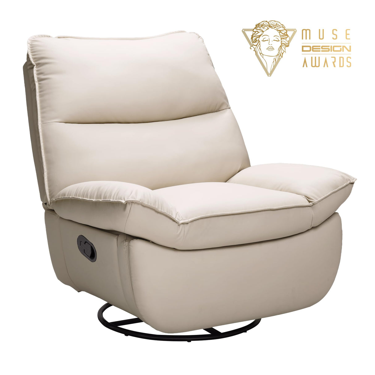 FLEXISPOT XRC7 Swivel Rocker Recliner Chair, 360° Swivel Oversized Armless Recliner Gaming Chair, Award-Winning Design with Premium PU Leather Upholstery for Living Room Gaming Room, Beige FLEXISPOT