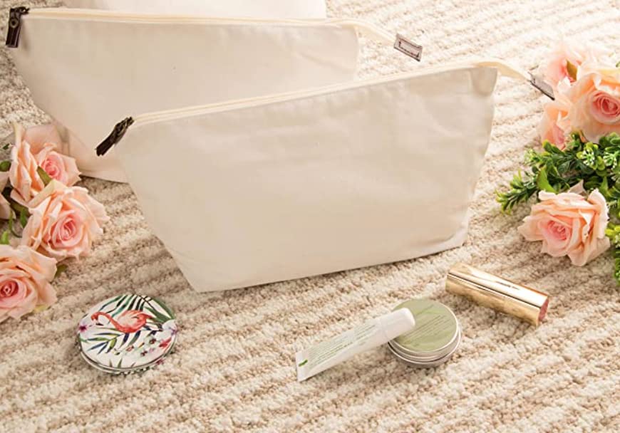 Juvale 6 Pack Canvas Makeup Bags with Zipper for Cosmetics, Toiletries, DIY Crafts (White, 11.75 x 5.5) Juvale