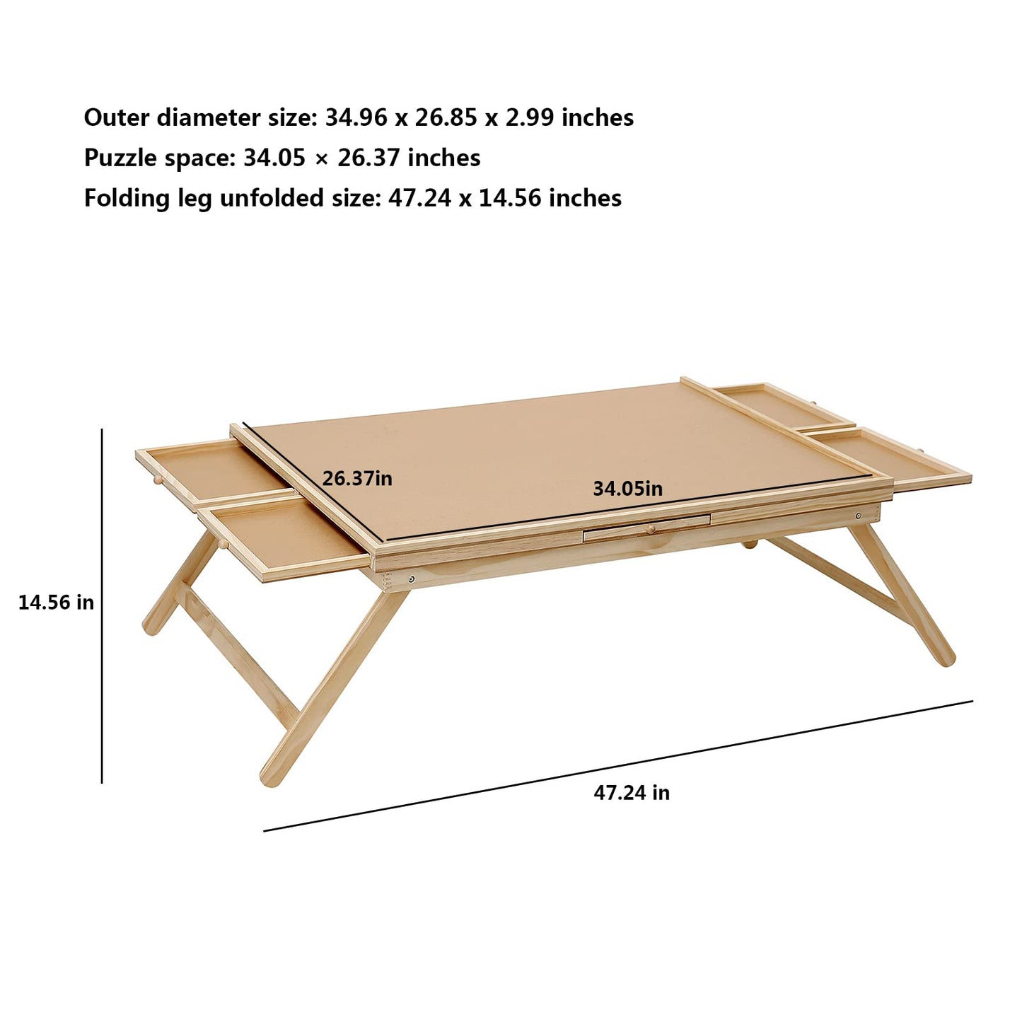 Oliqa Wooden Folding Puzzle Table with 6 Sliding Drawers and Puzzle Cover, 26"x 34", Puzzle Table with Legs, Suitable for Adults and Children, can Hold 1500 Pieces