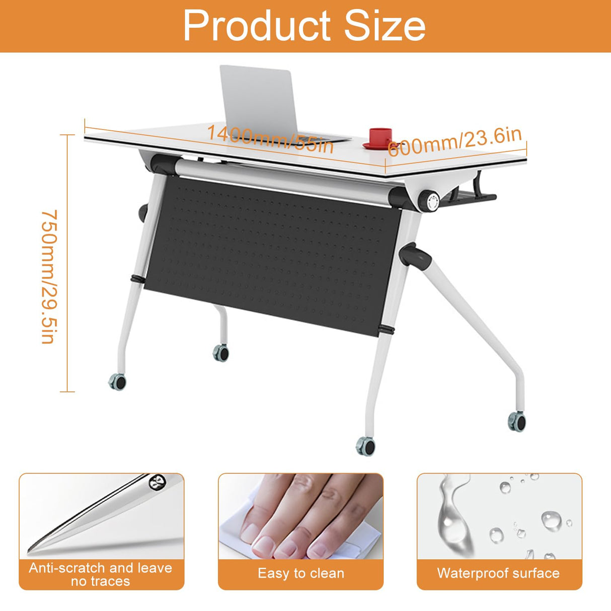 Conference Room Table,Foldable Meeting Tables Mobile Training Table,Flip Top Training Seminar Table,Modern Conference Room Table for Office Conference Room, 55 x 23.6X 29.5 inch (6 Pack) Lenyedr