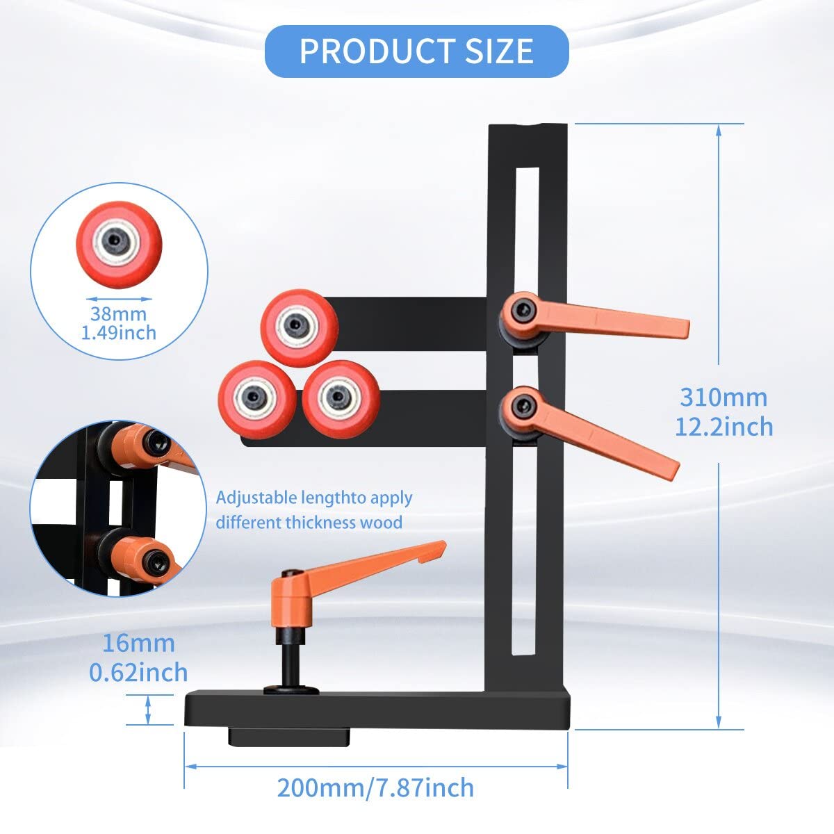 Wood Lathe Steady Rest,Stable L Shaped Woodworking Lathe Center with 3 Fixed Wheels Adjustable Wheel Position for Woodworking Lathes Up to 12 Inches Feleolibe