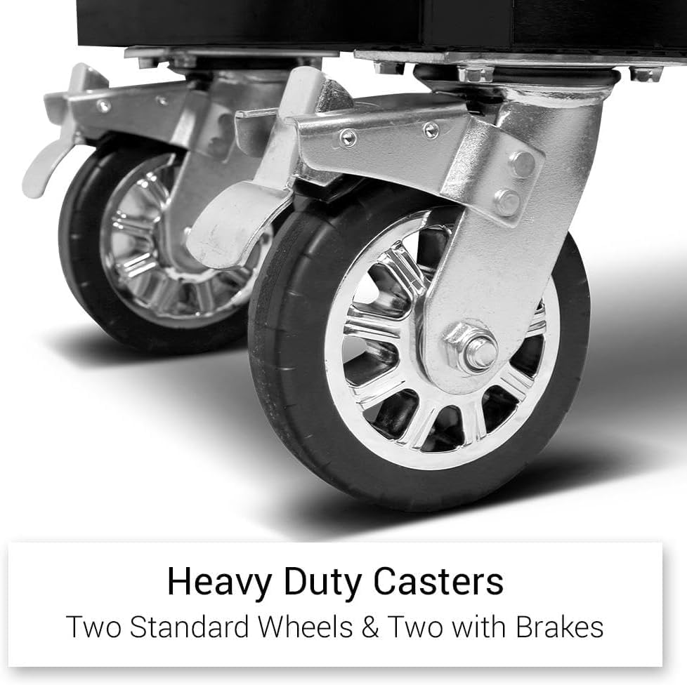 72'' Stainless Steel Rolling Tool Chest with 15 Drawers + 3 Upper Cabinets, Large Tool Box, Matte Black Mobile Workbench, Lockable Storage Cabinet with Wheels for Garage Workshop (1 × HTC7218PC) UYRIE