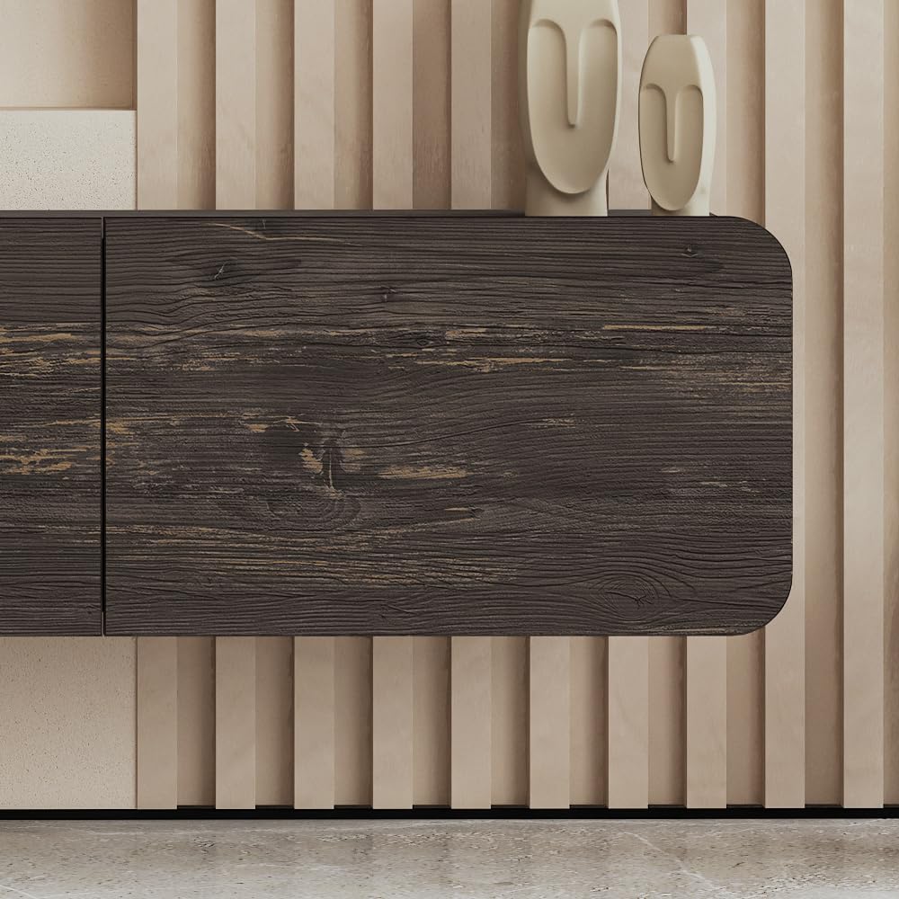 Atelier Mobili Floating Wall TV Stand, Floating Entertainment Center, Modern Floating Media Console, Floating TV Stand 65 inch for up to 80 inch TV and TV Stand Floating, Onesize, Black ATELIER MOBILI THE LEADER OF THE INTERCHANGEABLE FURNITURE