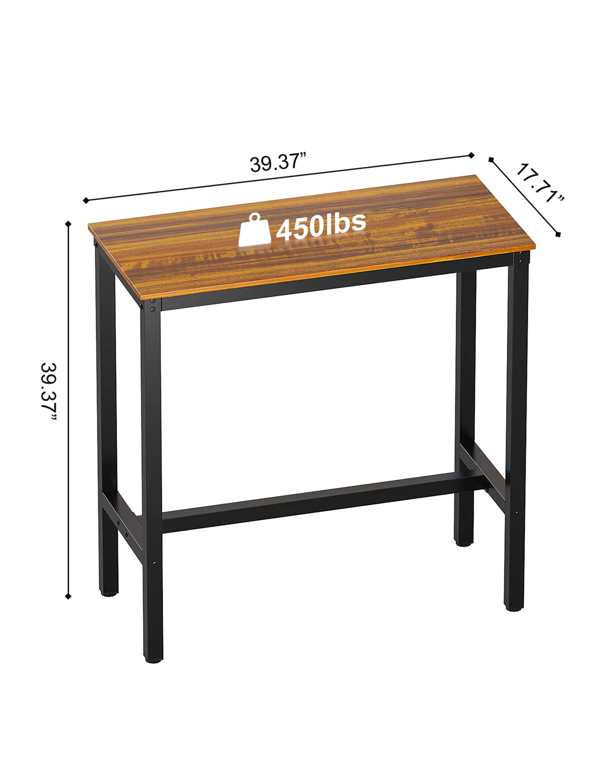 Teraves Teak Bar Table – Stylish Rectangular High Top Table with Sturdy Metal Frame for Versatile Use Teraves