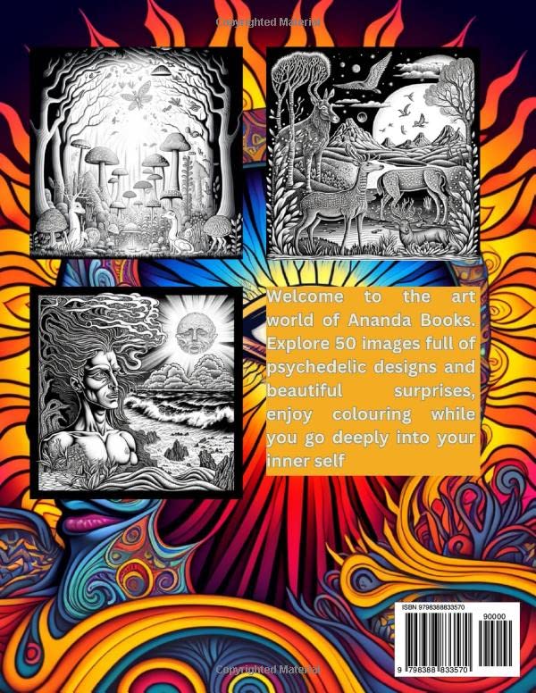 Psychedelic Art Coloring Book For Adults: 50 Images for anxiety relief, mindfullness and conciousness connection WoodArtSupply