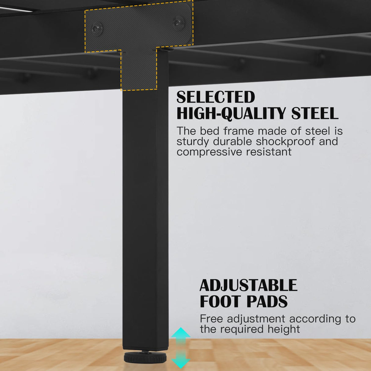 PayLessHere 14 Inch High Metal Platform Bed Frame with Headboard Maximum Storage Space Under The Heavy Duty Bed Frame No Box Spring Needed Noise-Free Easy Assembly (Full) PayLessHere