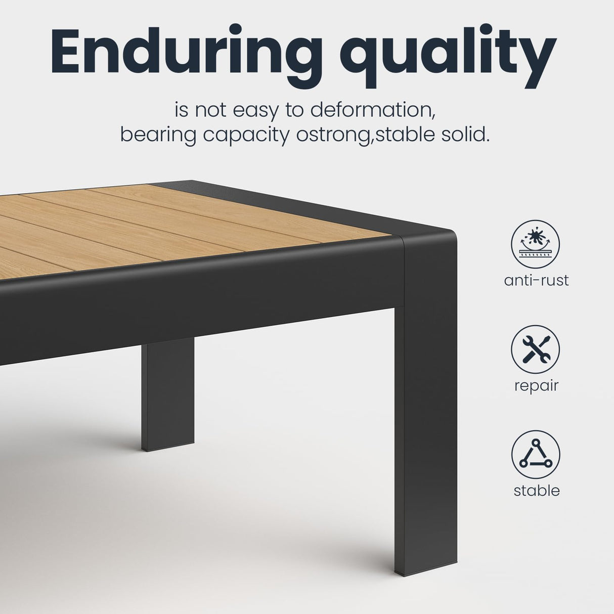 Aeeiua Outdoor Rectangle Patio Aluminum Coffee Tables for Outside, All Weather Patio Slatted Tabletop for Indoor or Outdoor Use Aeeiua