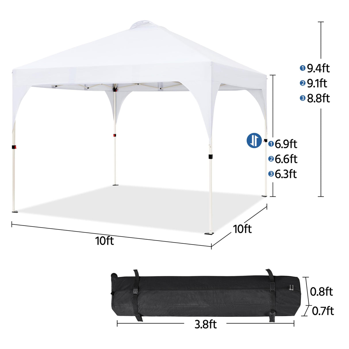 Yaheetech 10x10 Pop Up Canopy Tent with Vent, Easy Set Up Tent, Instant Sun Shelter Canopy with Wheeled Bag, 4 Sandbags, 12 Stakes & 4 Ropes, for Parties, Beach, Outdoor, White Yaheetech