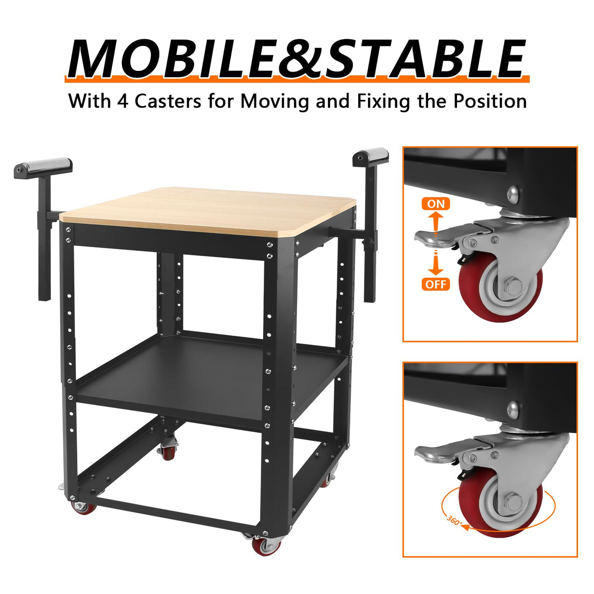 SGOLAN Rolling Planer Stand,550 lbs Load Capacity Tool Stand with Wheels, Height Adjustable Miter Saw Planer Table with Extension Rollers, for Most Planers, Saws, Bench-top Machines, Power Tools SGOLAN