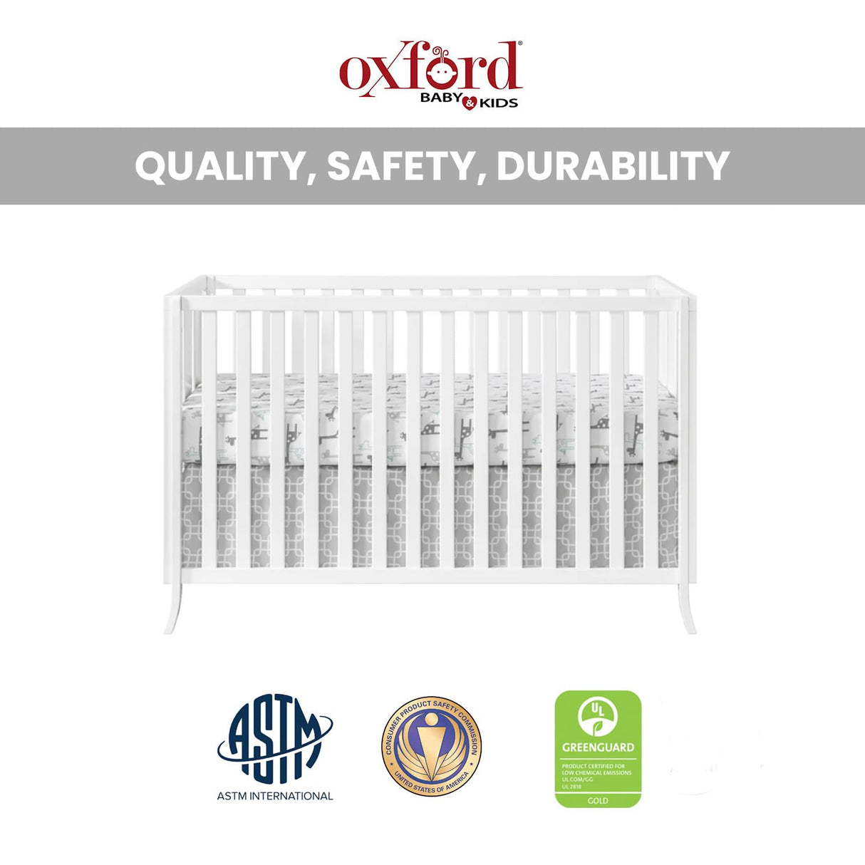 Oxford Baby Arlie 4 in 1 Convertible Island Crib White Oxford Baby