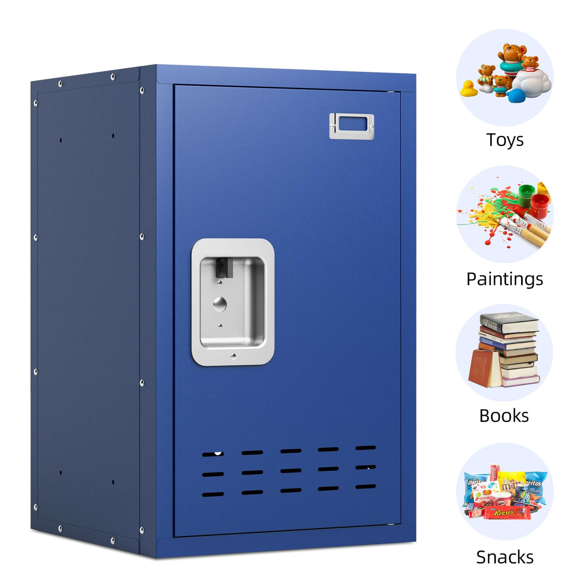 BUTISOW Metal Locker, Lockable Storage Cabinet With Shelf, 24" H Organizer for Kids Bedroom, School, Office, Playroom, Daycare, Garage (Blue) BUTISOW