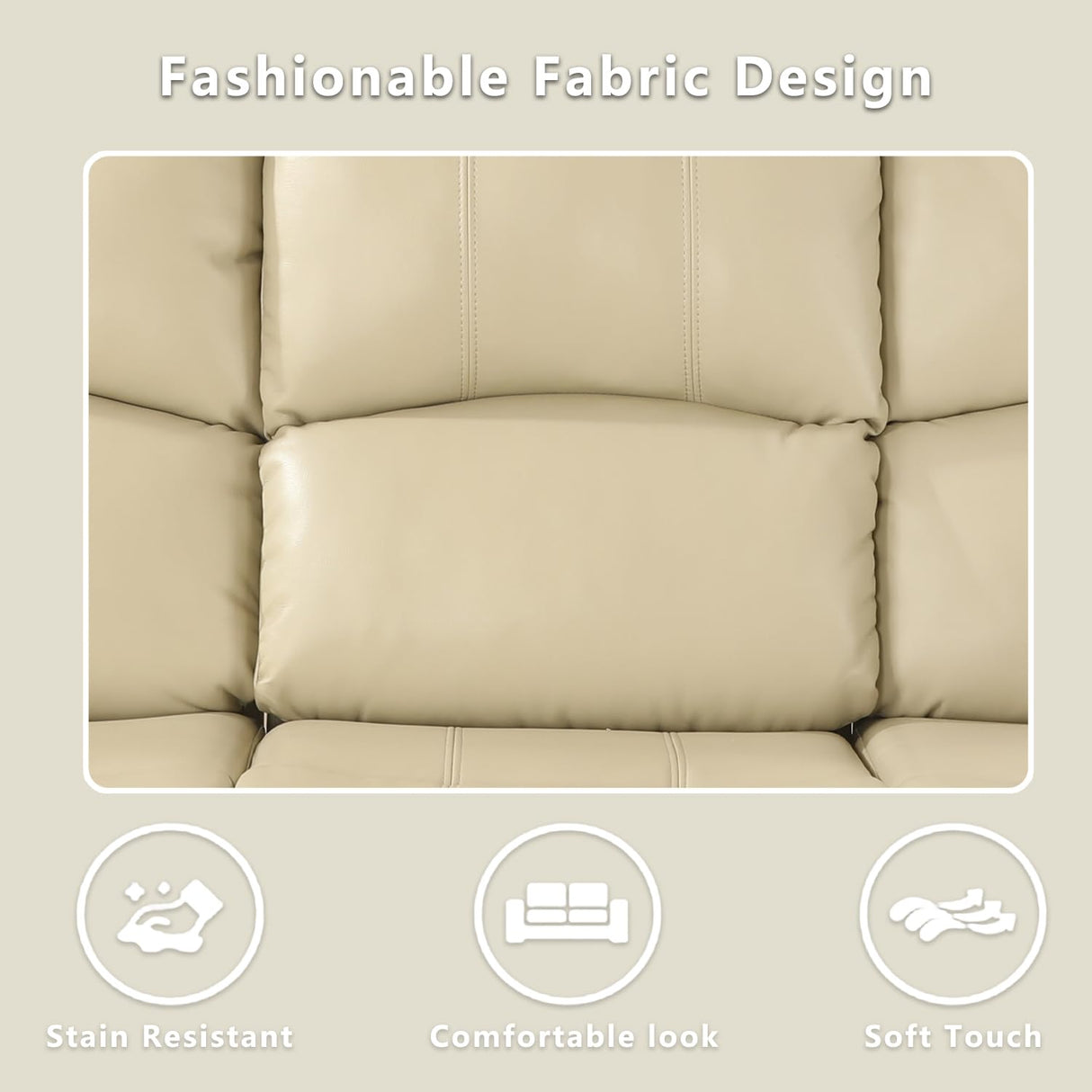 Caberryne Leather Loveseat Recliner Sofa,Leather Recliner Sofa Set for Living Room Furniture Sets,Beige Double Recliner Loveseat for Living Room/Office/Theater Seating/Rv(Loveseat Recliner) Caberryne