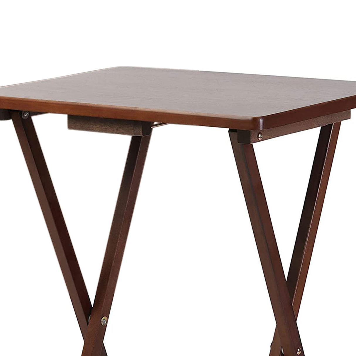 PJ Wood Multifunctional Rectangular Folding and Collapsible Solid Wood TV Tray Snack Tables with Compact Storage Rack, Set of 2, Black PJ Wood