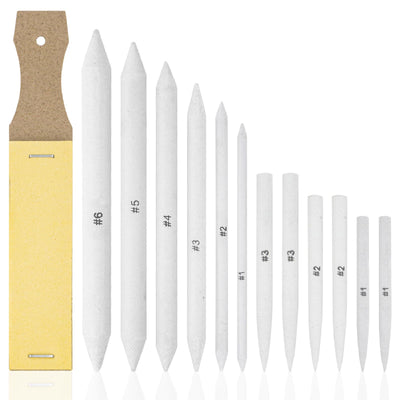 Aenir Blending Stumps for Drawing, Tortillons Blending Stumps Set of 13 Pack with Sandpaper Pencil Sharpener, Paper Art Blenders Tools for Charcoal, Graphite, Drawing Tools for Artists. (13)