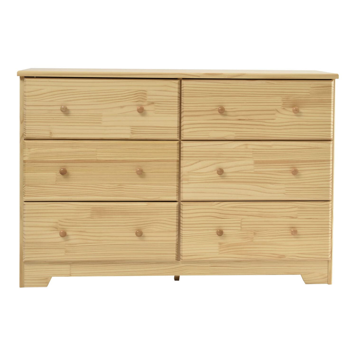 Better Home Products Solid Pine Wood 6 Drawer Double Dresser in Natural. Better Home Products