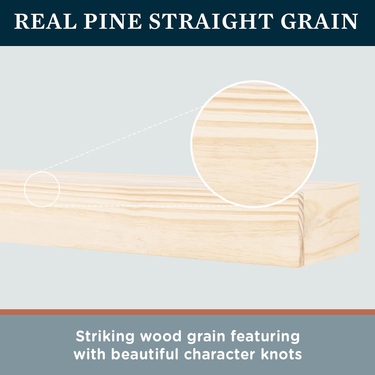 MANTELSDIRECT 60 Inch Floating Fireplace Mantel Wood Shelf in Unfinished - Austin from Mantels Direct | Wooden Rustic Wall Shelf Perfect for Décor and Electric Fireplaces MANTELSDIRECT