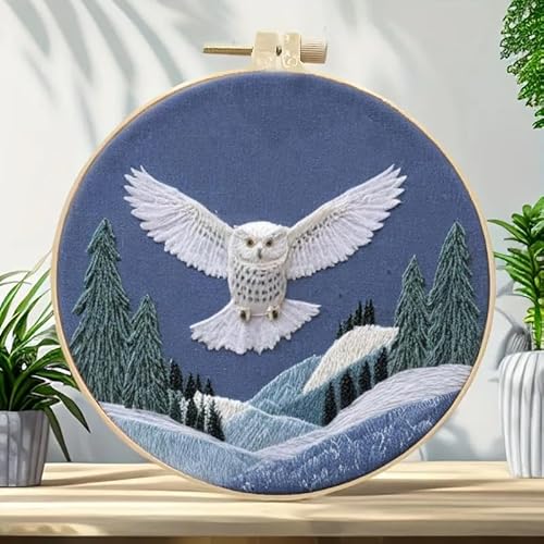 Huacan 1pc Owl Embroidery Kits for Adults Animal Home Decoration Modern Wall Stickers Cross Stitch Patterns