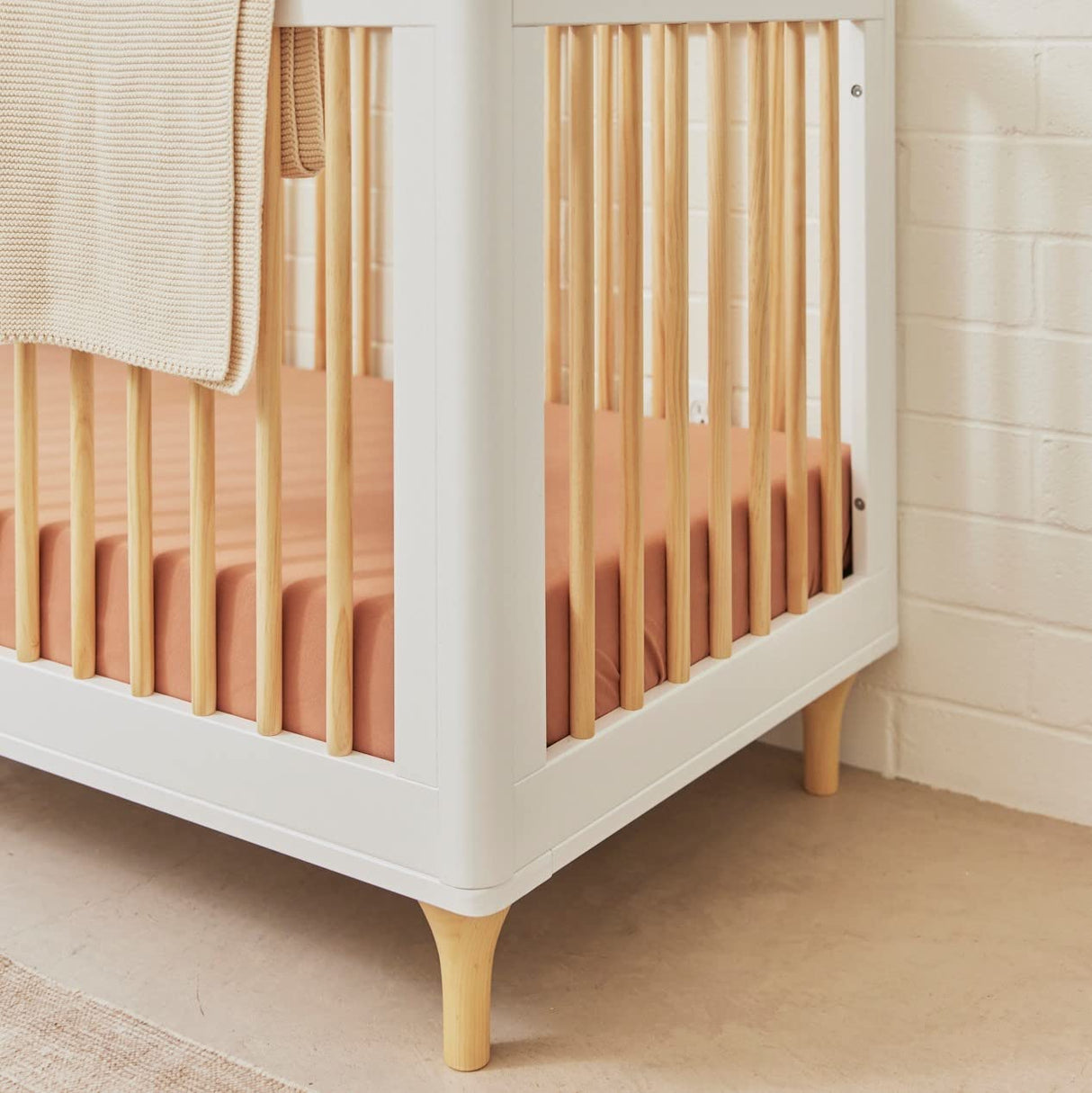 Babyletto Lolly 3-in-1 Convertible Crib with Toddler Bed Conversion Kit in White and Natural, Greenguard Gold Certified babyletto