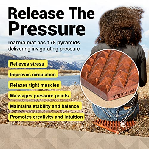 Premium Mahogany Wood Acupressure Mat for Pain Relief, Neuroplasticity and Relaxation | Made in USA, 9.5” W x 11” L x 1.5” H ACUWISE