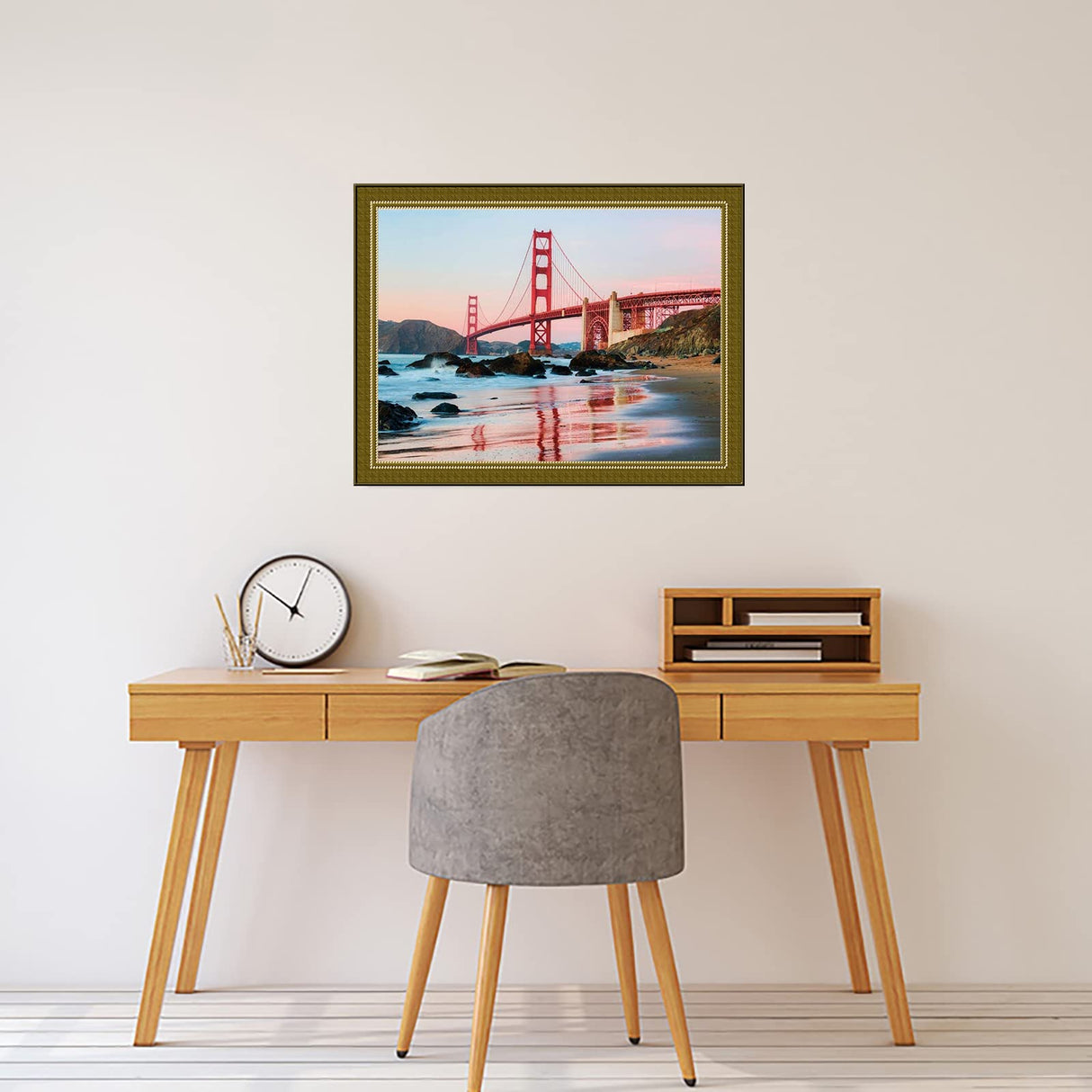 California San Francisco Golden Gate Bridge Beach DIY 5D Diamond Painting by Number Unique Kits 16 x 12 inch YEEIFFD