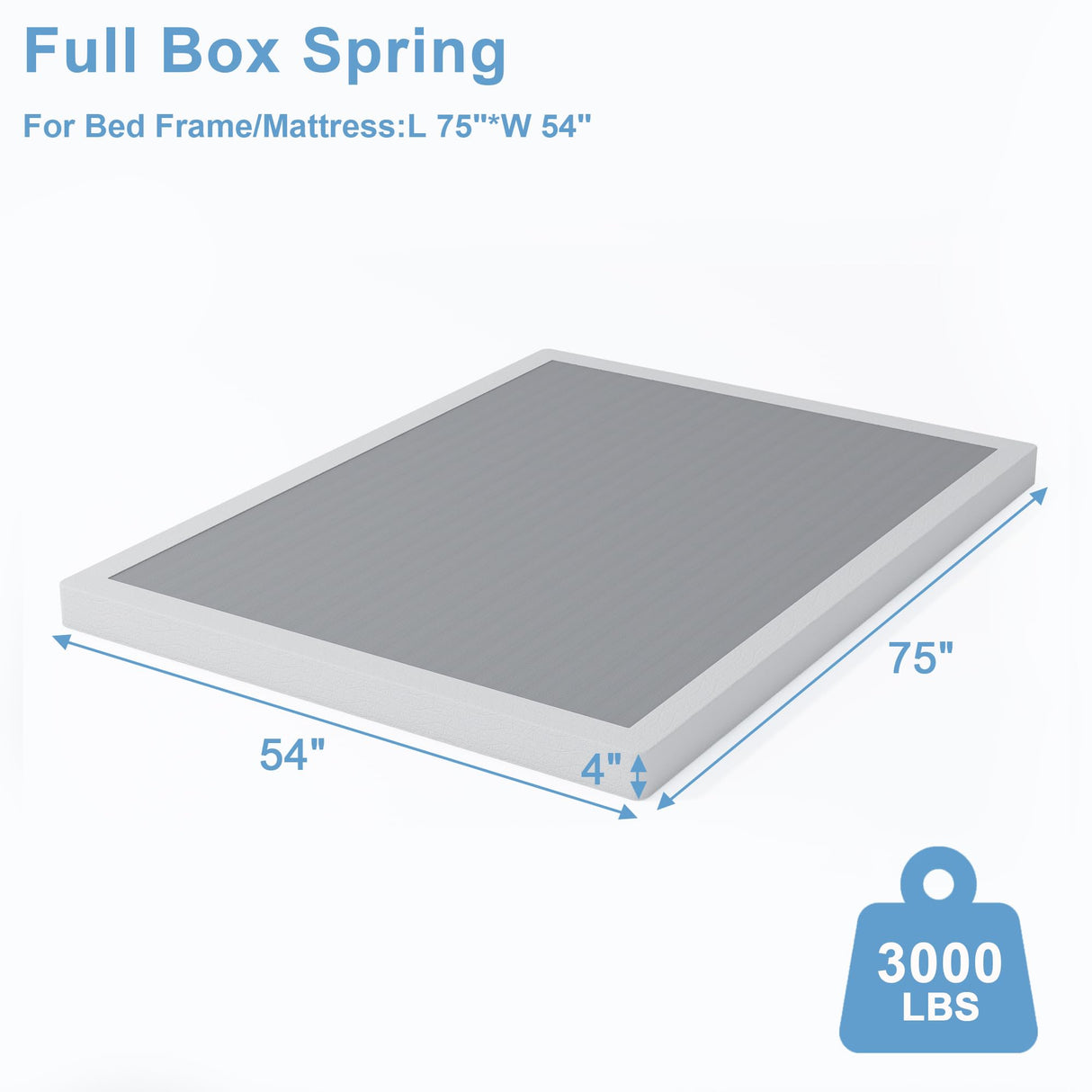 HOBINCHE Full Box Spring - 4 Inch High Profile Box Spring for Full Bed, Sturdy Metal Frame Mattress Foundation, Easy Assembly, Quiet & Noise-Free HOBINCHE