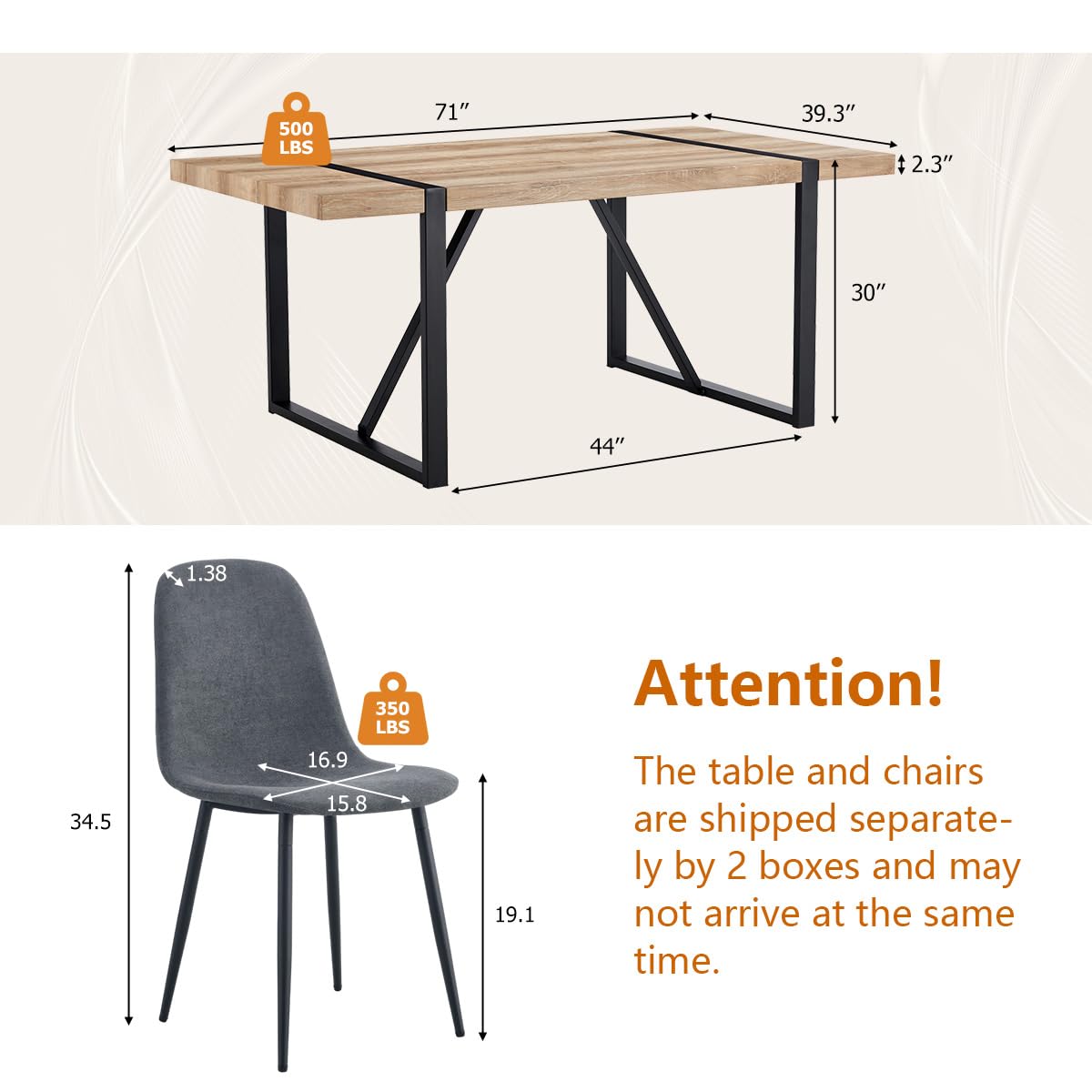 UELKS Dining Table Set for 8,9 Piece Dining Table Set,71'' Kitchen Table and Suede Nap Fabic Chairs Set of 8,for Kitchen Dining Room UELKS