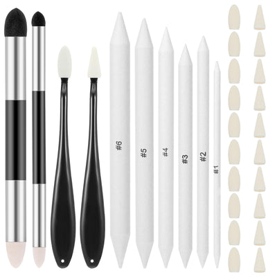 30pcs Blending Stumps for Drawing Sketch Drawing Tools with Blending Sponge Pens Sandpaper Pencil Sharpener Blending Sticks for Beginner Drawing Art Blenders Charcoal Sketch Drawing