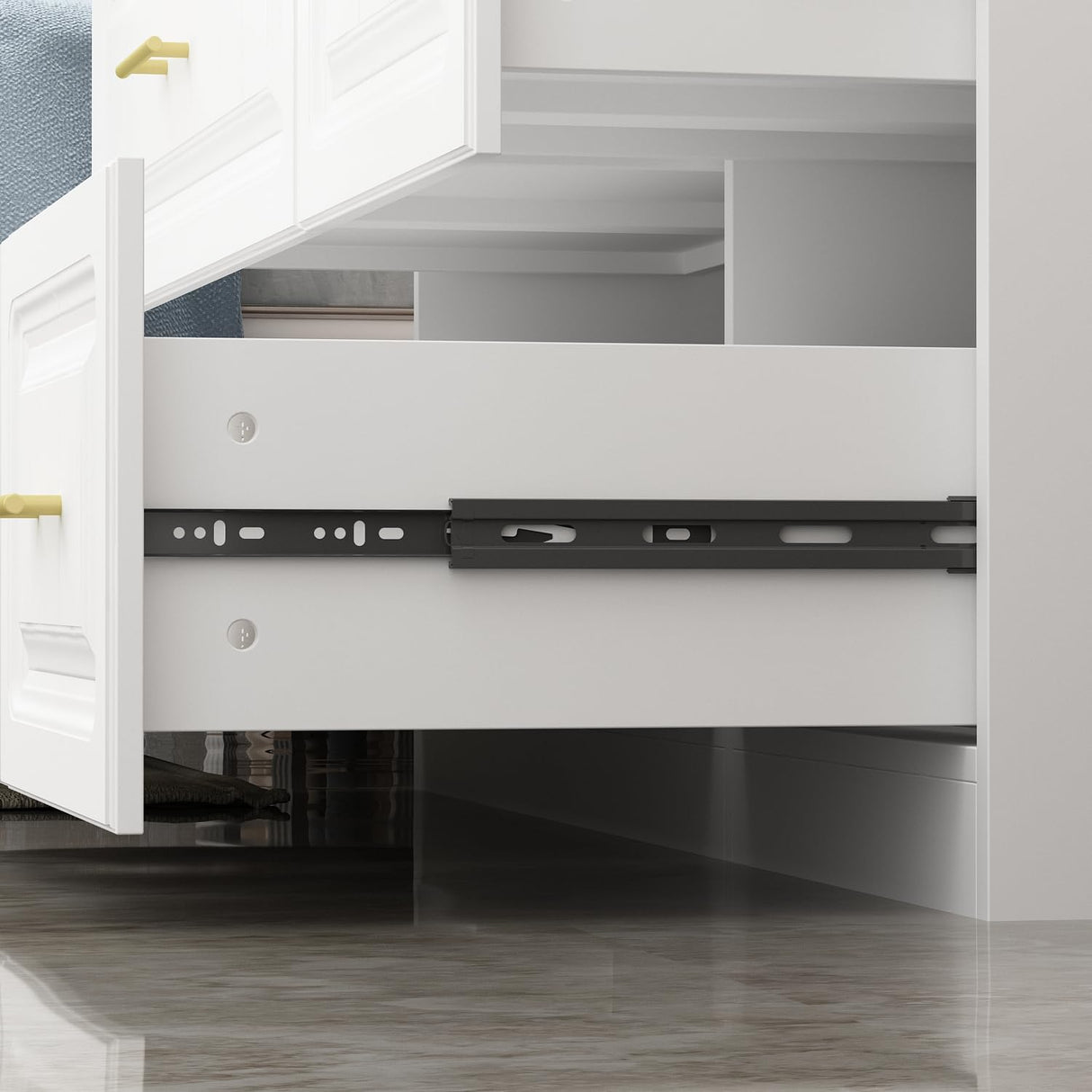 FUFU&GAGA Armoire Wardrobe Closet with 4 Doors, Wardrobe with Hanging Rod and 4 Drawers, Wardrobe Closet with Shelves, White FUFU&GAGA