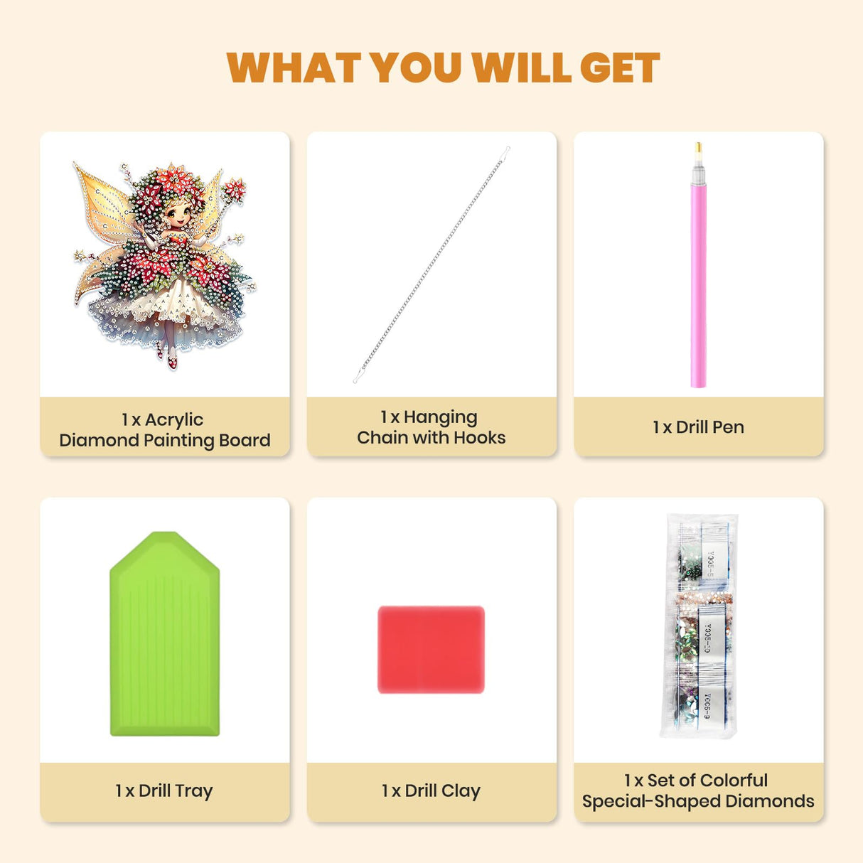 MXJSUA Cute Christmas Fairy Special Shaped Hanging Diamond Painting Art Kits for Adults, Crystal Rhinestone Acrylic Gem Art Pendant Ornaments Kit for Home Decor and Gift 7.87 * 7.87 Inch MXJSUA
