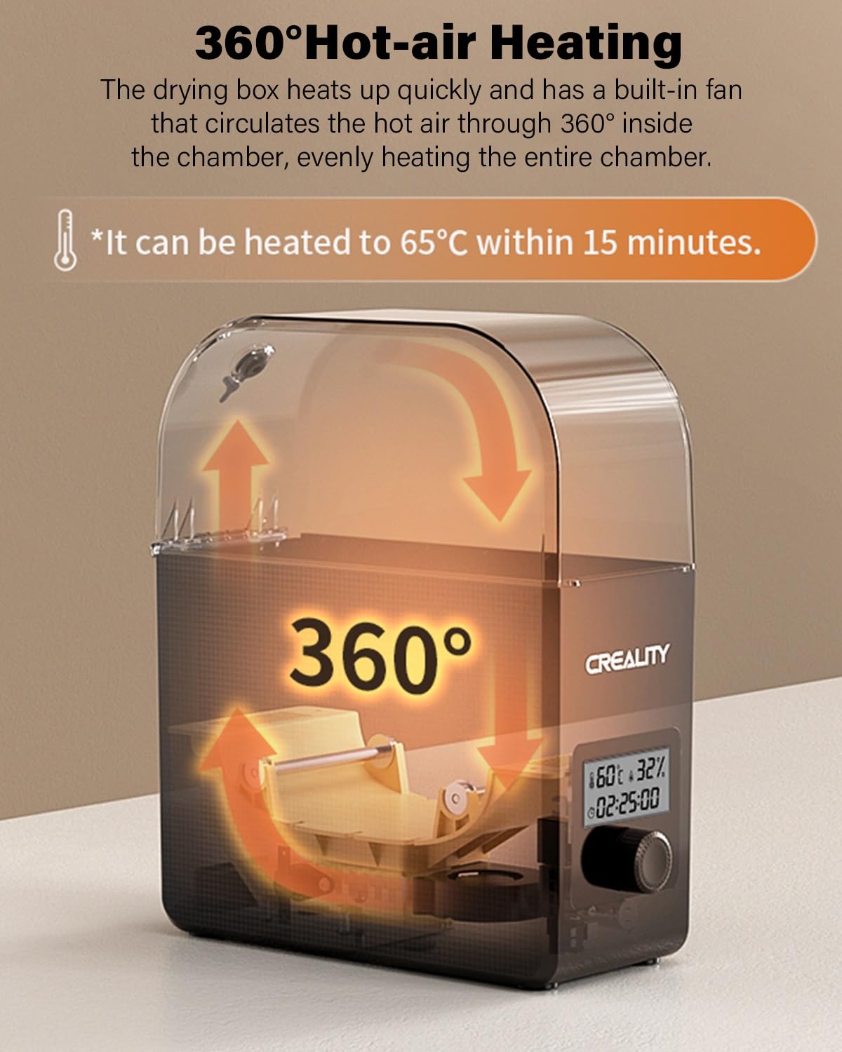 Creality Official Filament Dryer Box with Fan for 3D Printer Filament, Upgraded Filament Dehydrator Storage Box, 360° Hot-air Circulates Heating Compatible with 1.75/2.85mm PLA PETG ABS TPU Material Creality