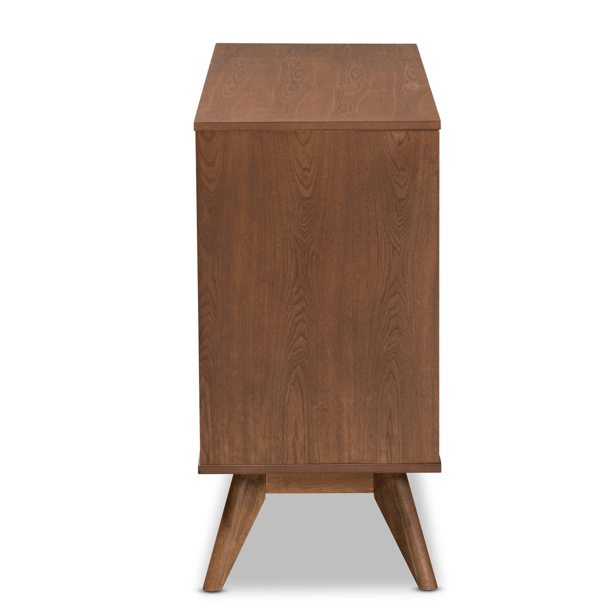 Baxton Studio Barrett Mid-Century Modern Walnut Brown Finished Wood and Synthetic Rattan 6-Drawer Dresser Baxton Studio