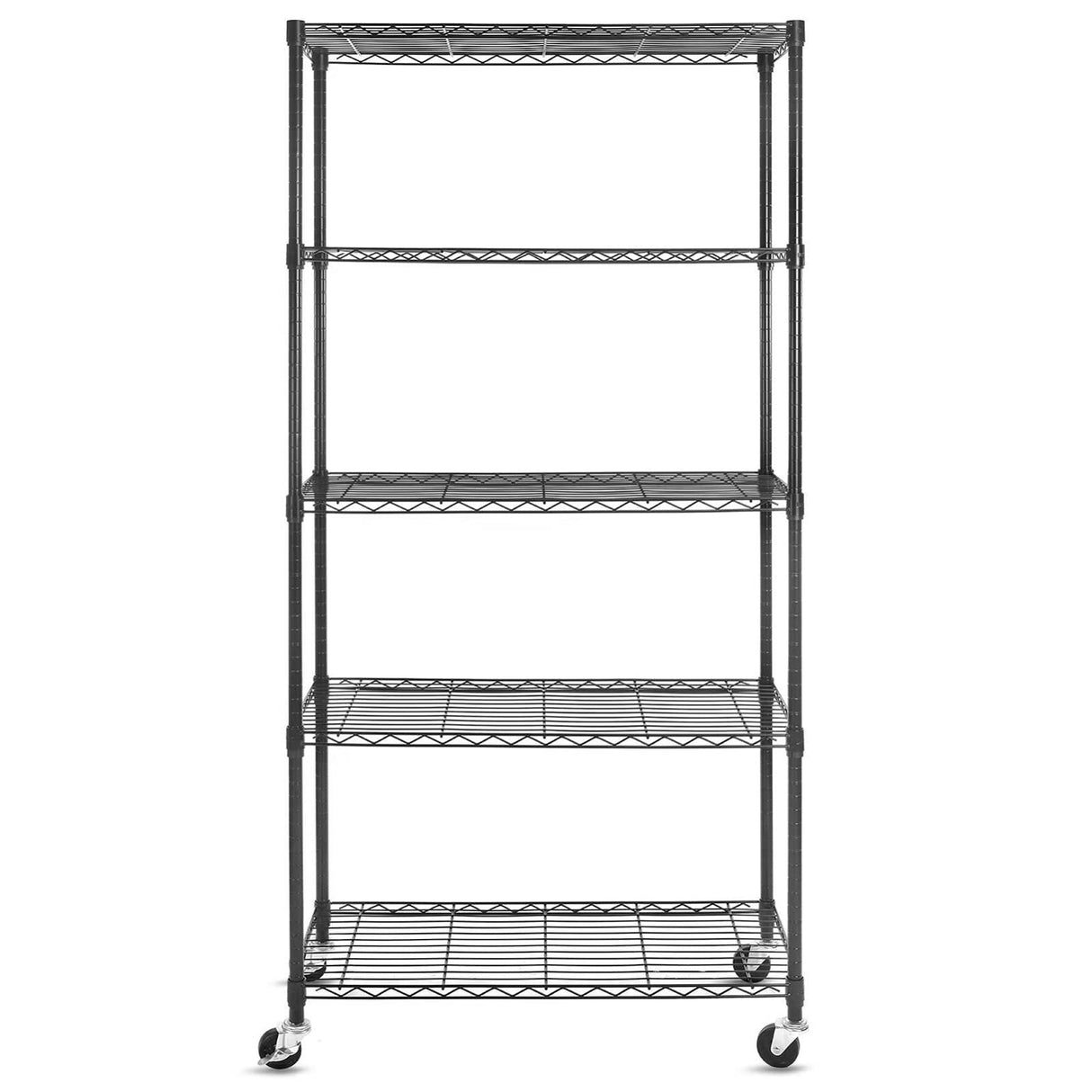 WDT 5 Tier Shelf Shelving Unit with Wheels,Adjustable Metal Shelves for Storage, NSF Wire Shelving Rack,350lbs Loading Capacity Per Shelf Storage Shelves for Kitchen Garage, 36" D x 16" W x 75" H WDT