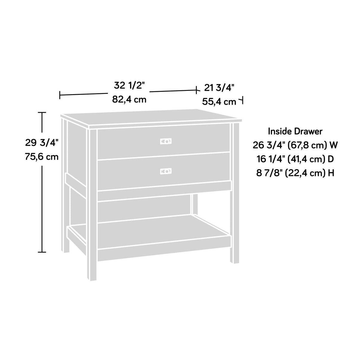 Sauder Cottage Road Lateral File, L: 32.44" x W: 21.81" x H: 29.76", Raven Oak Finish Sauder
