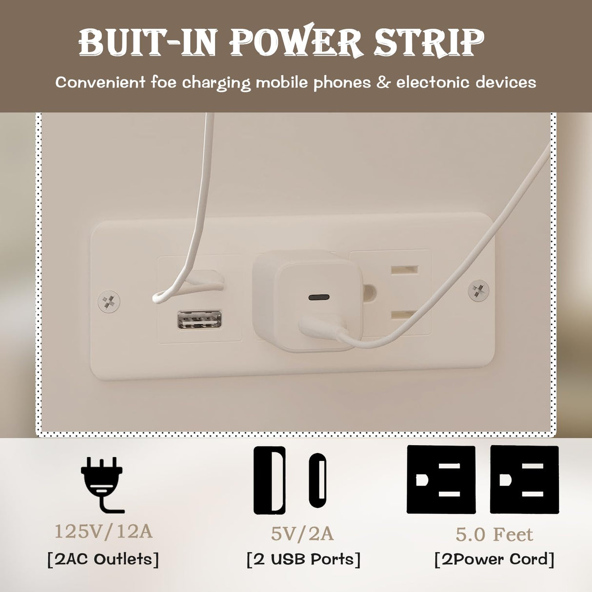 FUFU&GAGA Full Size Murphy Bed with Charging Station & Storage, Cabinet Bed Frame with Drawer, Folding Space Saving Murphy Beds Chest for Bedroom Guest Room Office, White, 76.4”L x 56.2”W x 40.9”H FUFU&GAGA