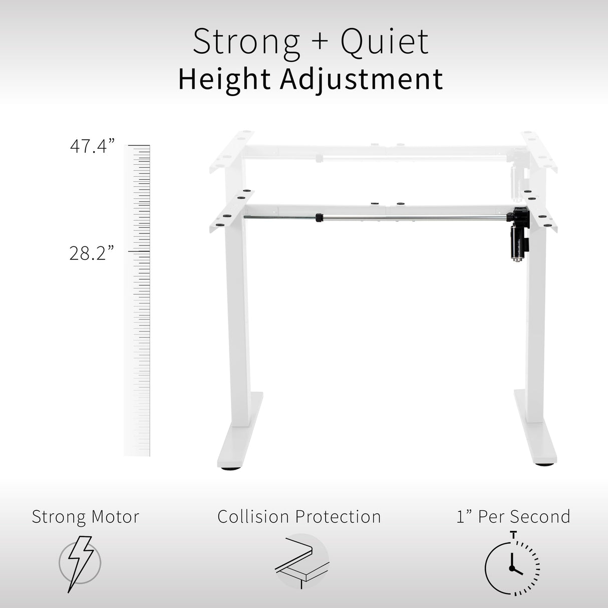 VIVO Electric Stand Up Desk Frame Workstation, Frame Only, Single Motor Ergonomic Standing Height Adjustable Base with Memory Controller, White, DESK-V100EWY VIVO