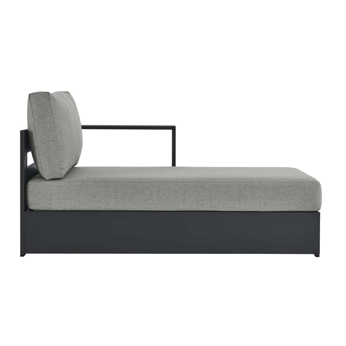 Modway Tahoe Powder-Coated Aluminum Outdoor Chaise Lounge Gray with Weather-Resistant Cushions, Modular Right-Facing Patio Lounger for Pool Furniture or Sectional Sofa Set Modway