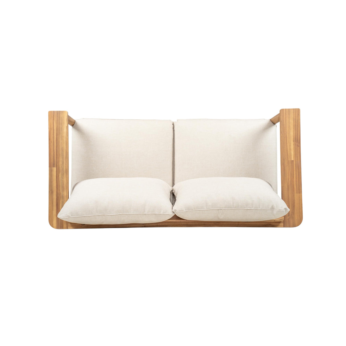 Christopher Knight Home Ordel Acacia Wood Outdoor Loveseat, Wooden Patio Loveseat Sofa, Patio Furniture 2-Seater Sofa with Removable Cushions,Comfy Lounge Sofa Outdoor for 2 People,Beige+Light Teak Christopher Knight Home