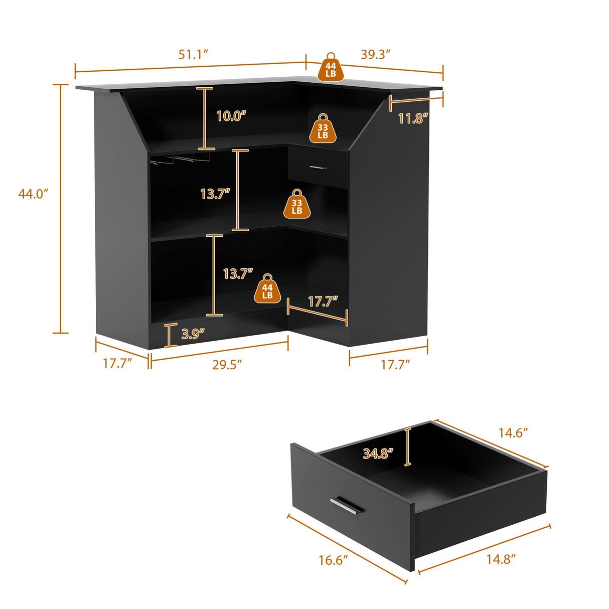 Reception Desk with Storage Shelves and Drawer, L-Shaped Modern Front Desk with Power Outlet, Reception Counter Table for Checkout, Lobby, Beauty Salon GatherHome