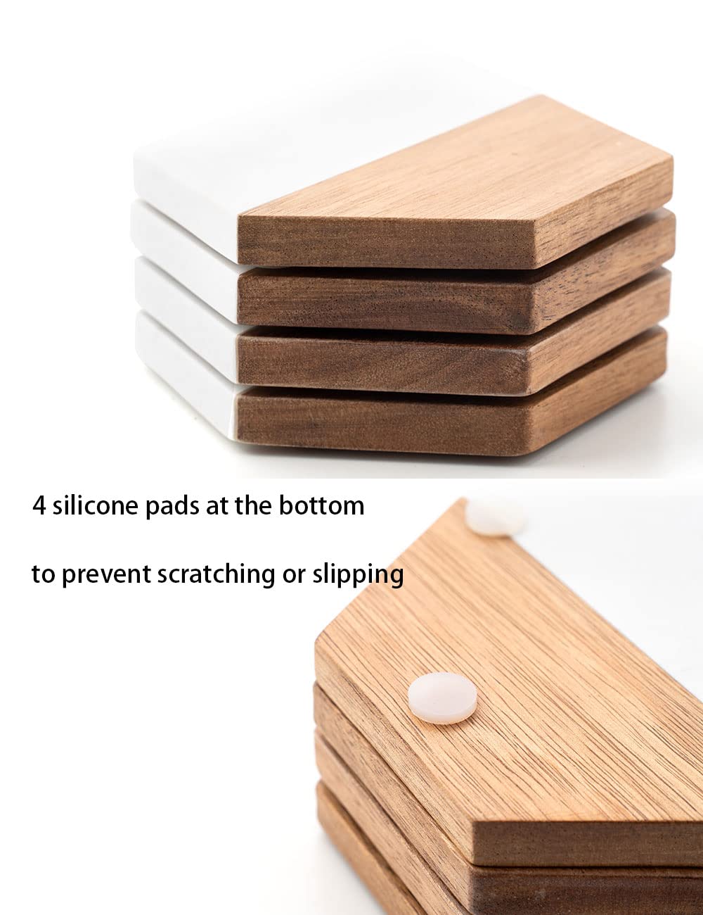 Wood Marble Coasters for Drinks, Modern Rustic Acacia Hexagon Coasters Set Decorative Coasters Bar Coasters for Living Room Coffee Wooden Table Beer Mug Christmas Housewarming Wedding Home Decor 4Pcs WLWNWFT