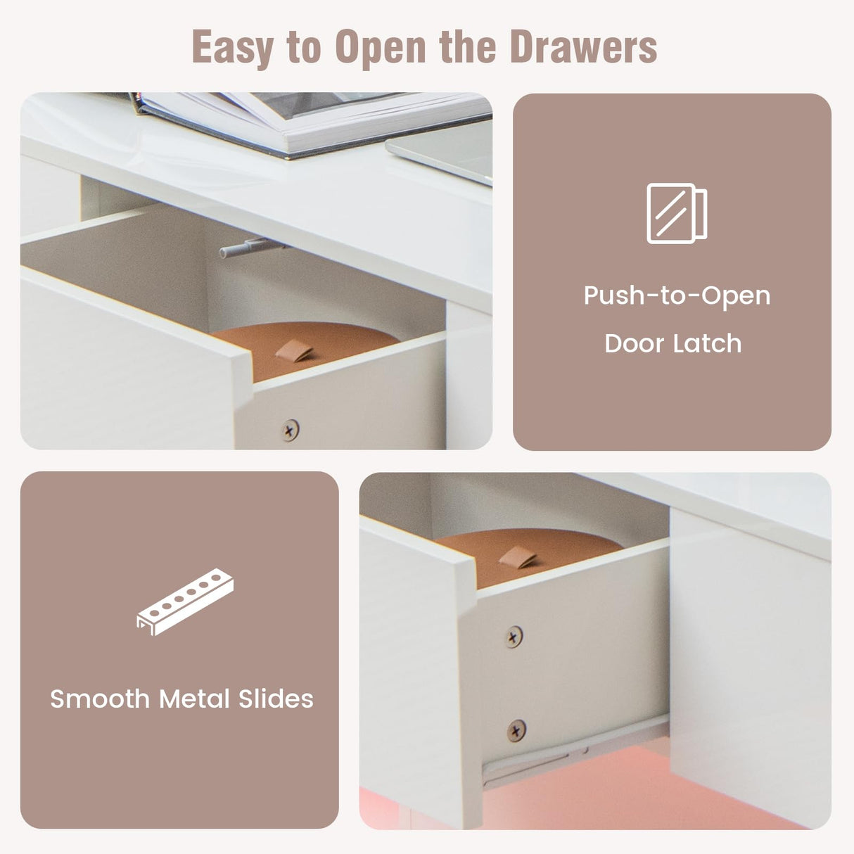 Giantex Modern LED Coffee Table - 2-Tier Center Table w/ 2 Storage Drawers, Adjustable Brightness & Speed, 20-Color Light, 43.5''L Rectangular High-Gloss Finished Table for Living Room (White) Giantex