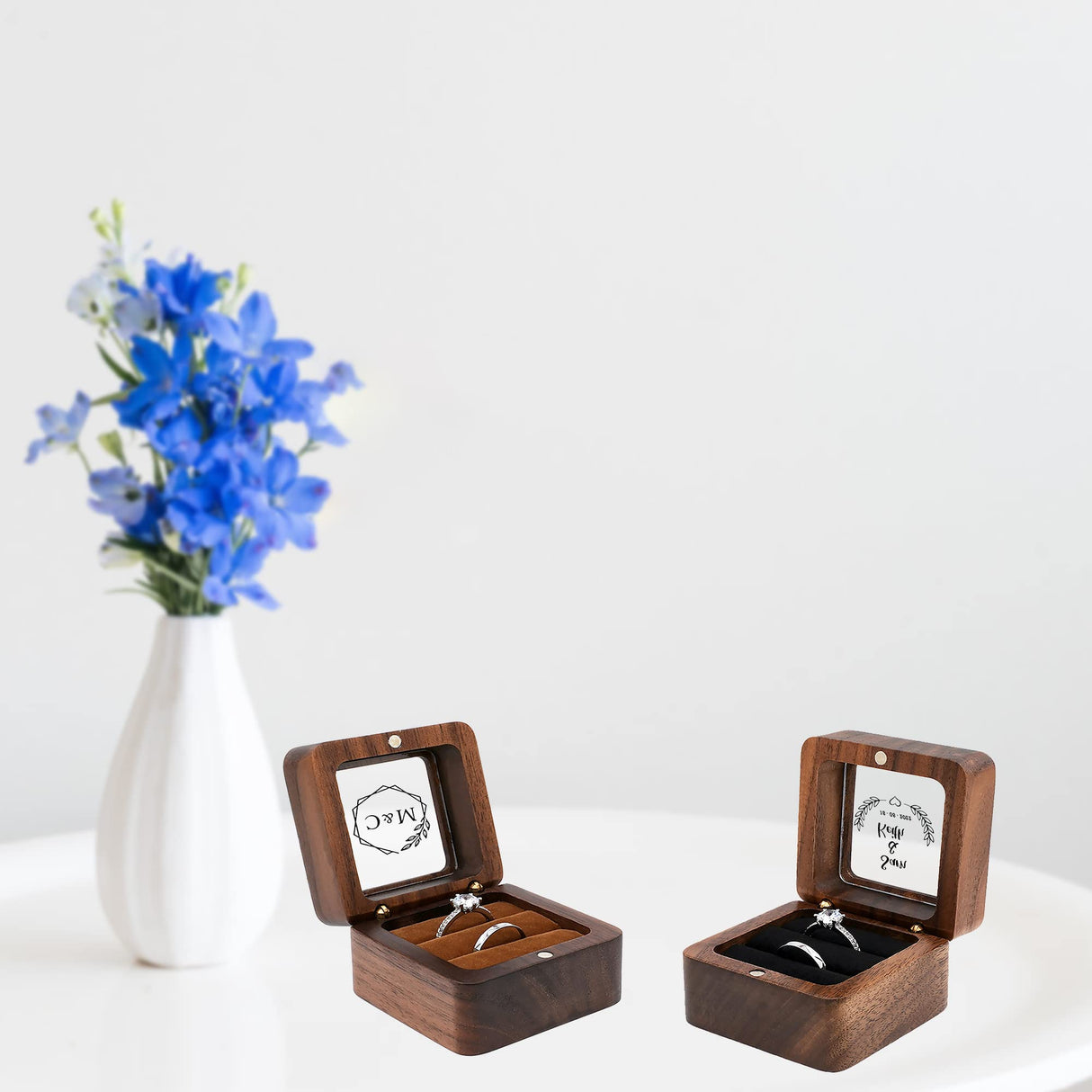 Personalized Custom Engraved Wooden Ring Box For Wedding Ceremony Engagement Ring Bearer Box Handmade Ring Holder Box Mr And Mrs Ring Case For WLLPNG