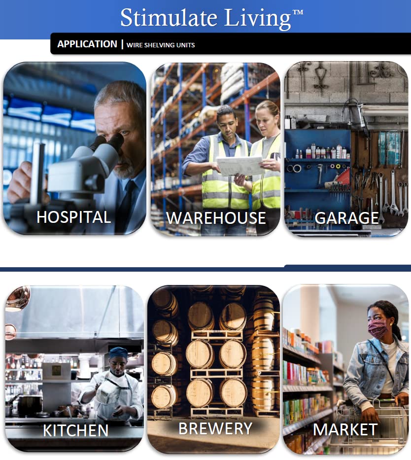 60" x 24" x 72" Black 5-Tier Wire Shelving NSF 3000 LBS Max Capacity Heavy Duty Steel Storage Rack for Restaurant, Warehouse, Commercial, Industrial, Stimulate Living