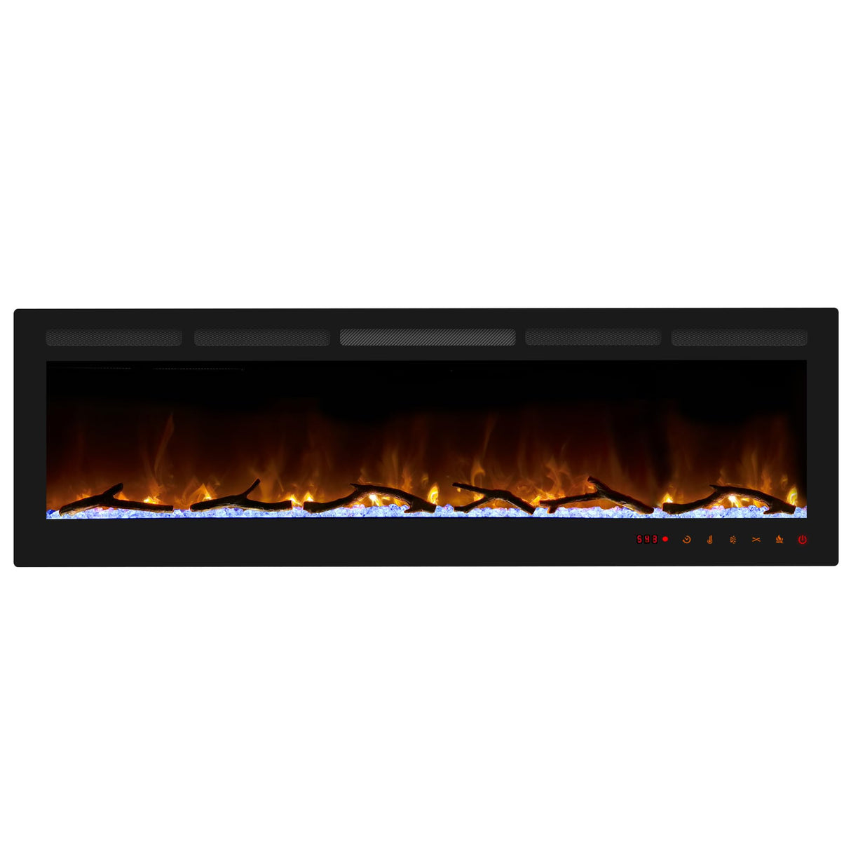 Cheerway 72 Inch Electric Fireplace, Recessed Fireplace Insert and Wall Mount Fireplace Heater with Remote & Touch Control, Adjustable Flame Color & Brightness, Log Set & Crystals, Child Lock & Timer Cheerway
