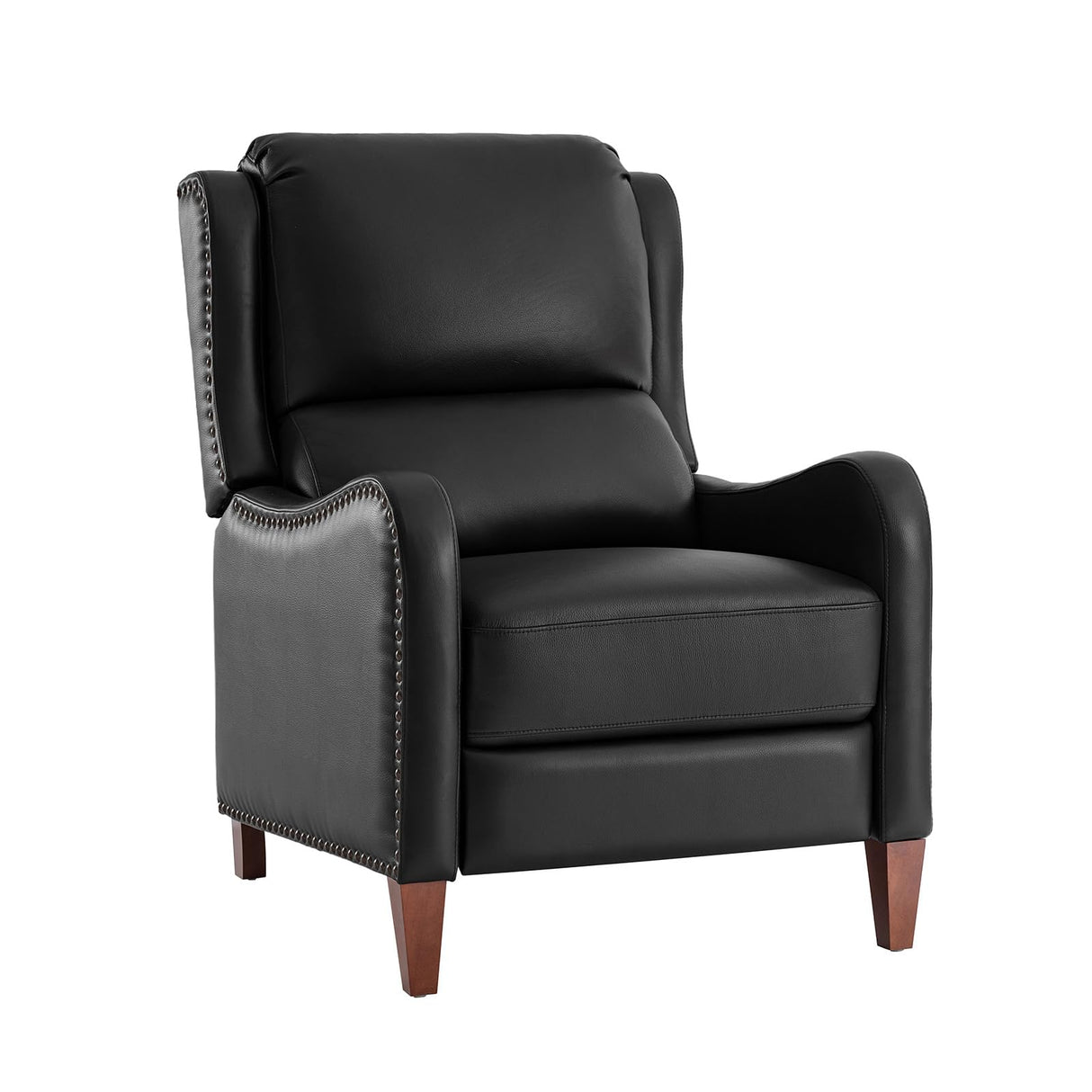 HULALA HOME Leather Recliner Chair, Modern Push Back Recliner Chair with Adjustable Backrest & Footrest, Casual Single Leather Sofa, Comfy Upholstered Club Chair for Living Room, Bedroom, Black HULALA HOME