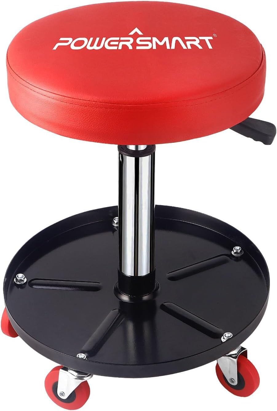 PowerSmart 360°Rolling Mechanic Stool with Tool Tray,300 lbs Capacity, Adjustable 15-20 Inches, Ideal for Garage/Shop Use,PS1101 PowerSmart