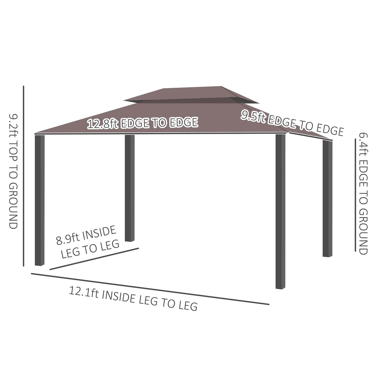 Outsunny 10' x 13' Patio Gazebo, Outdoor Gazebo Canopy Shelter with Netting and Curtains, Aluminum Frame for Garden, Lawn, Backyard and Deck, Coffee Outsunny