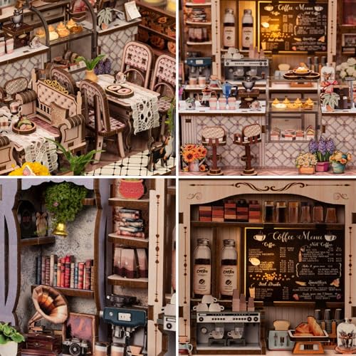 Wondyland Book Nook Kit - DIY Miniature House Diorama Dollhouse Kit, Booknook Tiny House Bookshelf Decor 3D Wooden Puzzle, Gifts for Adults, Teens, and Family(Café des Deux Moulins)