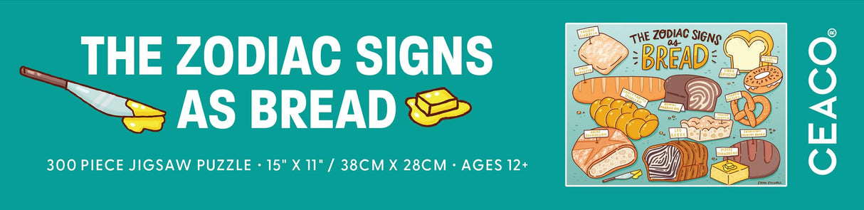 Ceaco – Bread Zodiac - 300 Piece Jigsaw Space Saver Puzzle – Puzzles for Smaller Spaces and Surfaces Ceaco