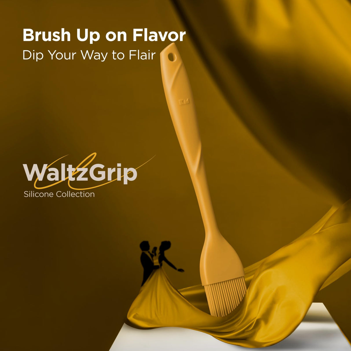 Kitchen Mama WaltzGrip Platinum Silicone Basting Pastry Brush: Set of 2 Heat-Resistant Brushes for Cooking, Baking, Grilling, and Spreading Oil or Butter - Dishwasher-Safe (Yellow) Kitchen Mama