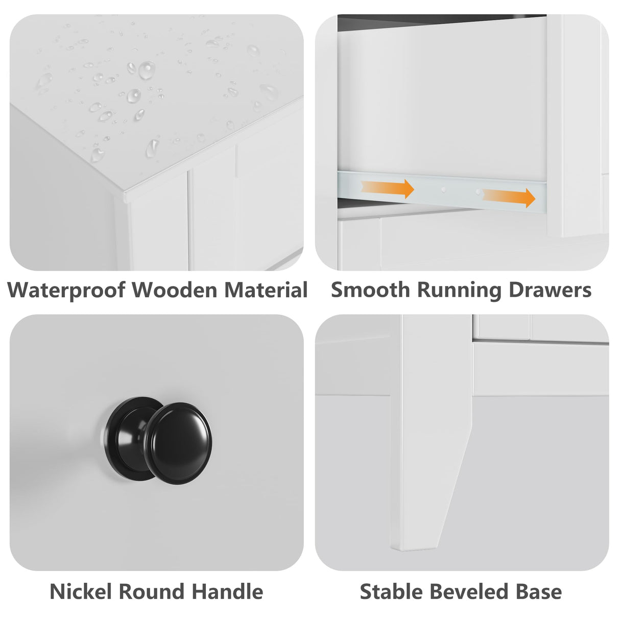 GarveeHome White 7 Chest of Drawer Dresser, Modern Storage Cabinet, Wood Organizer TV Stand for 48 inch TV, Bedroom, Living Room, Entryway GarveeHome